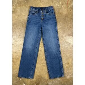 J.Crew Full Length Wide Leg Jeans Women’s Size 25 Button Fly Medium Wash Denim